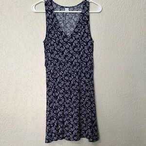 Old Navy Navy Floral Sleeveless V-Neck Dress S